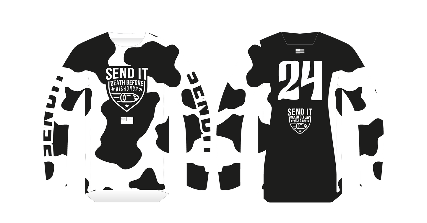 Send it White/Black Cow Jersey